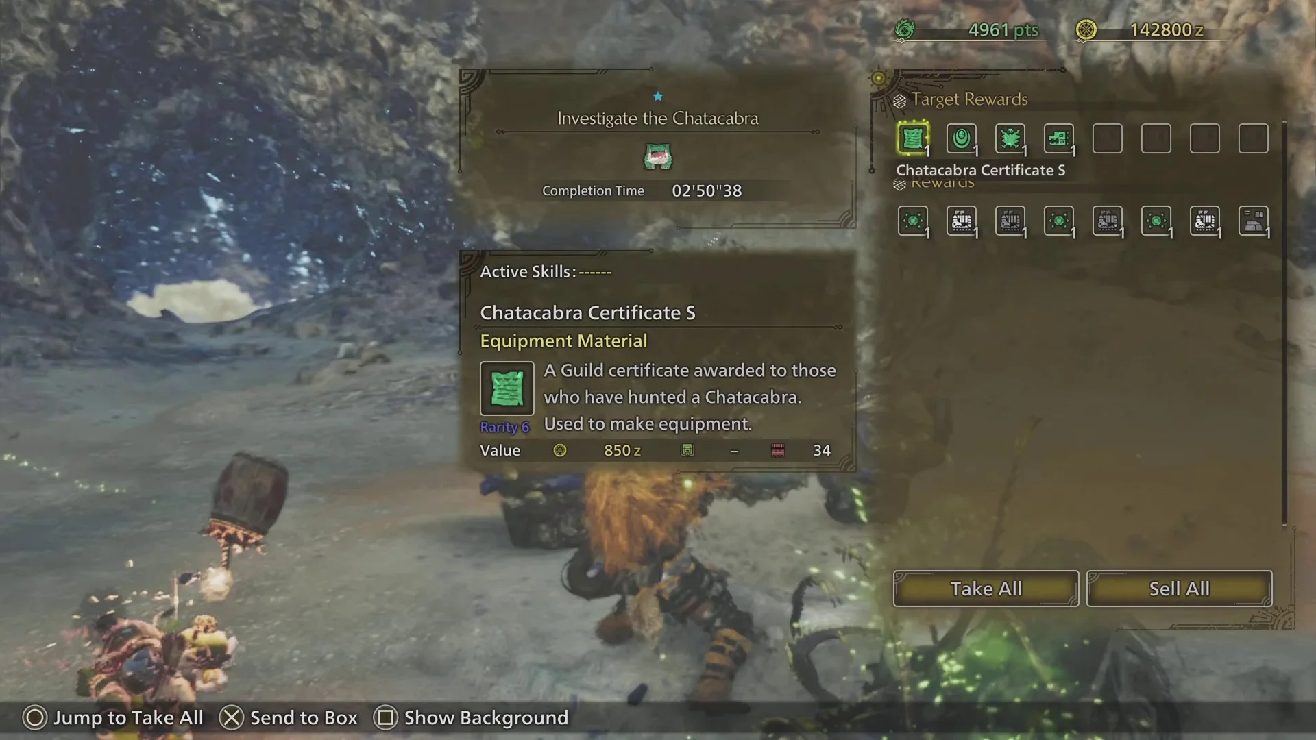 auto screenshot of result image of MH Wilds - Chatacabra vs Hunting Horn 2'50"38 (Beta)