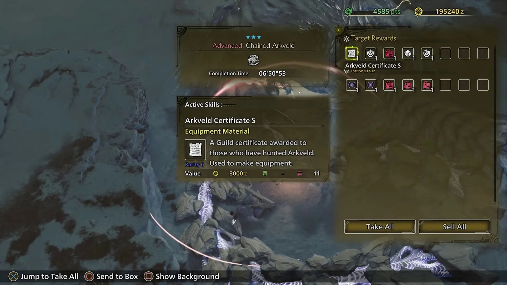 auto screenshot of result image of Arkveld Longsword Solo in 6'50 | MHWilds