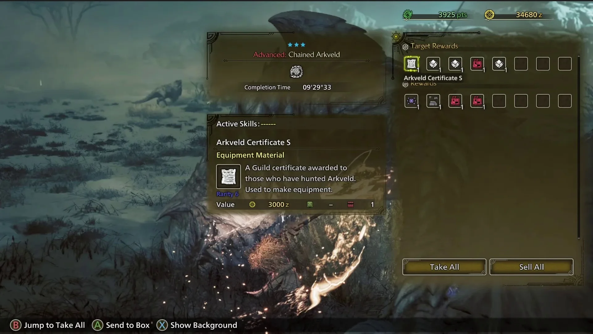 auto screenshot of result image of MH Wilds Arkveld | Charge Blade Solo 9:29 (No rocks/flashes/Palico)