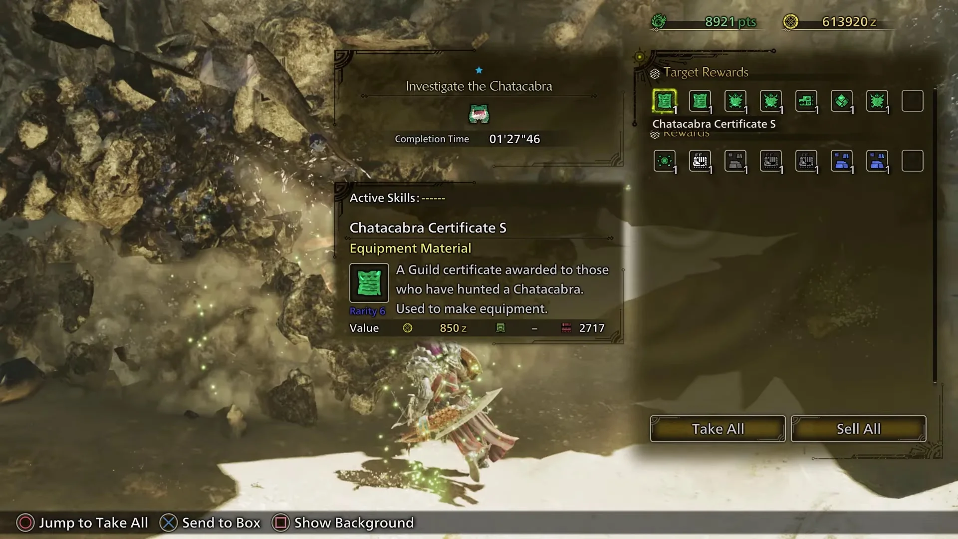 auto screenshot of result image of MHWilds Beta | Sword and Shield Chatacabra 1'27"46