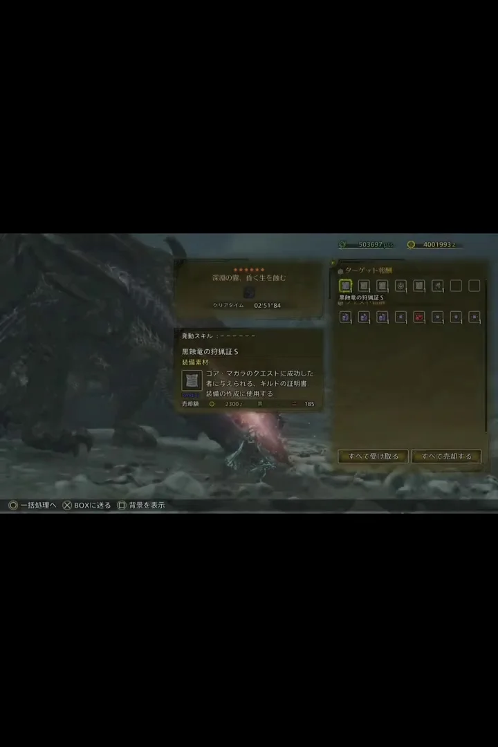 auto screenshot of result image of TAwiki　片手剣　ゴアマガラ　深淵の霧、昏く生を蝕む　2:51:84